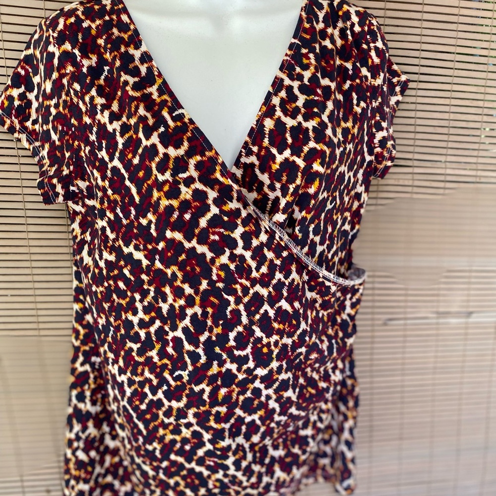 Leopard Print Wrap Around Blouse